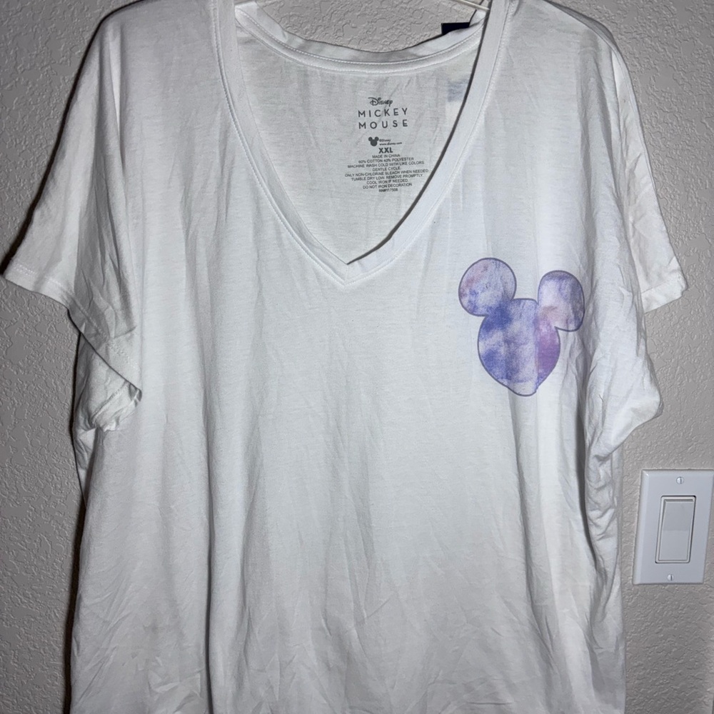 Disney Mickey Mouse Women’s White V-Neck Tee